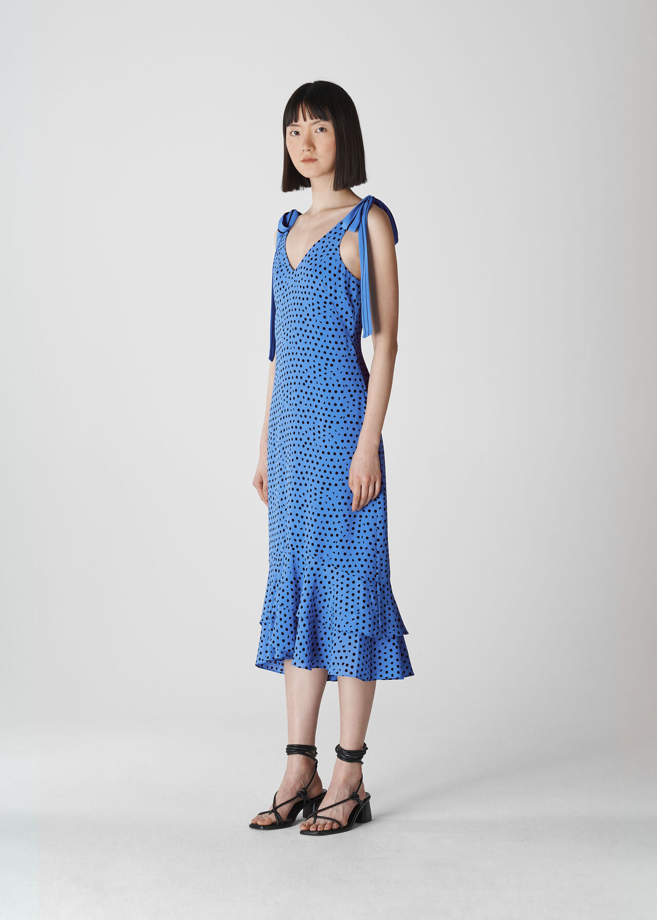 Lunar Spot Tie Shoulder Dress Blue/Multi