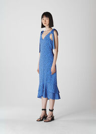 Lunar Spot Tie Shoulder Dress Blue/Multi