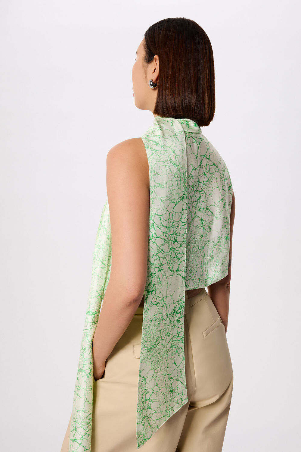 Printed Silk Scarf Vest Top