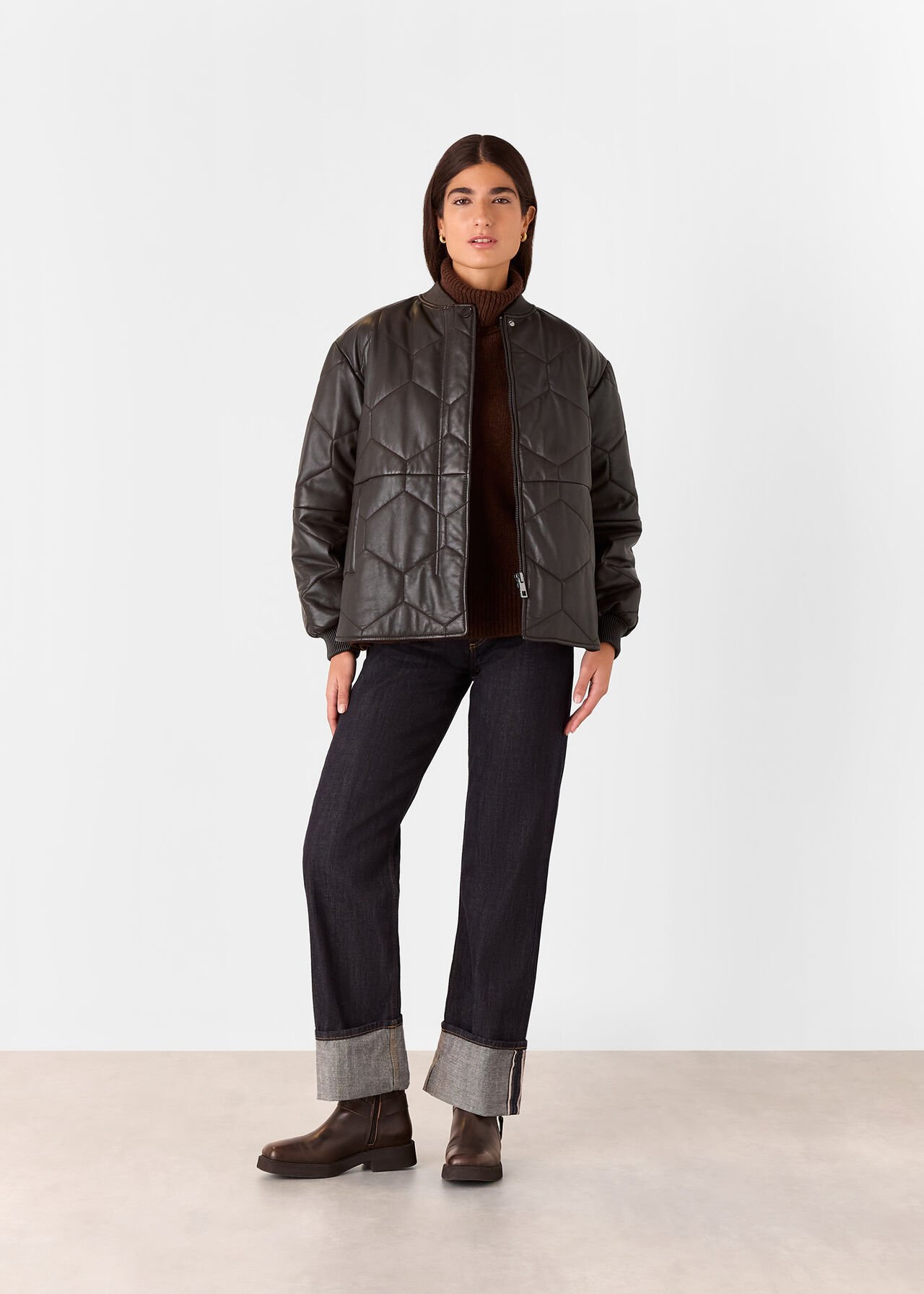 Cleo Leather Quilted Jacket