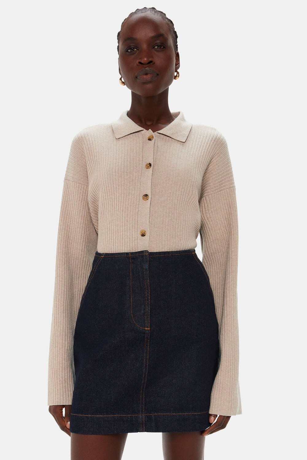 Rib Collar Cardigan