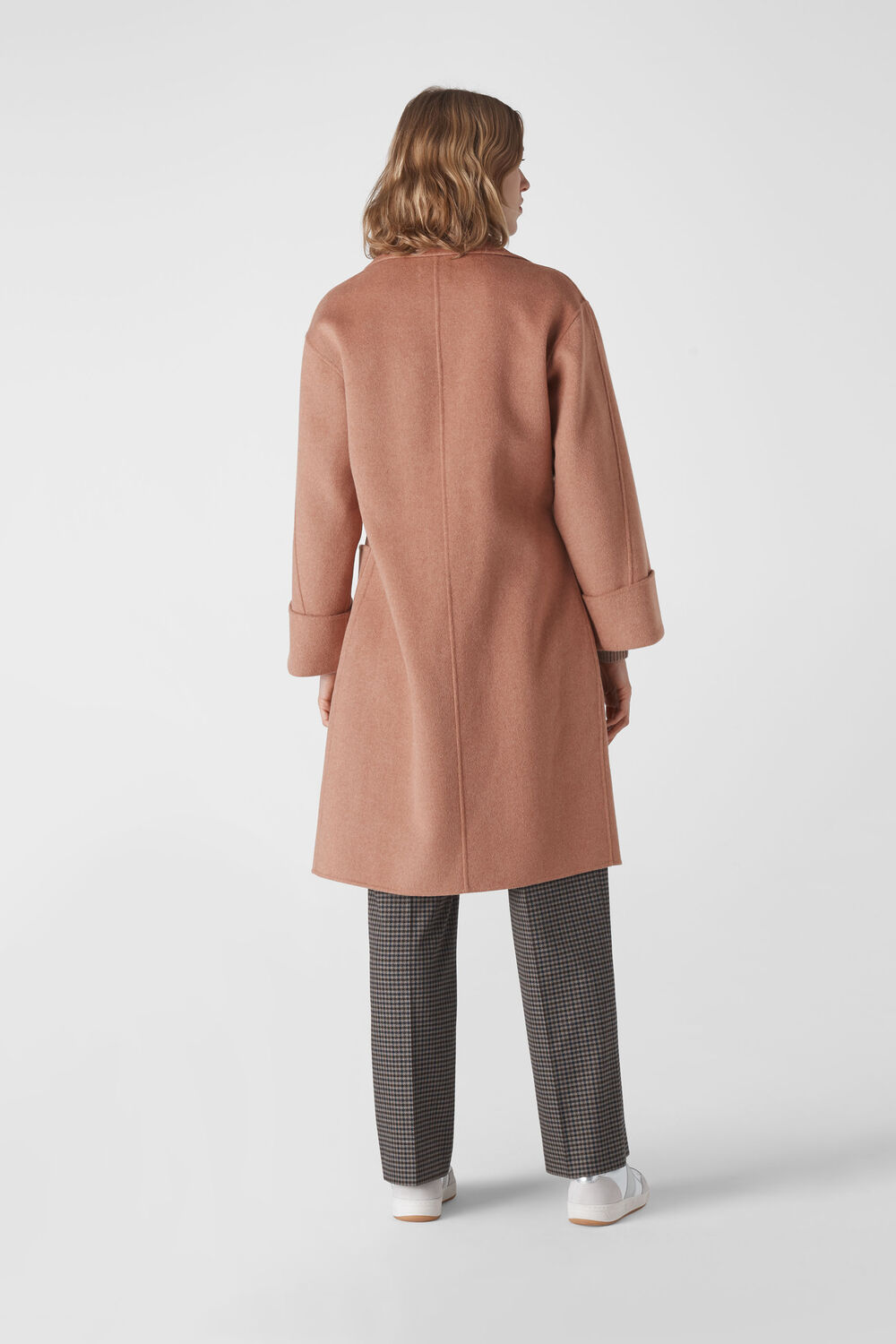 Double Faced Wool Wrap Coat Pale Pink