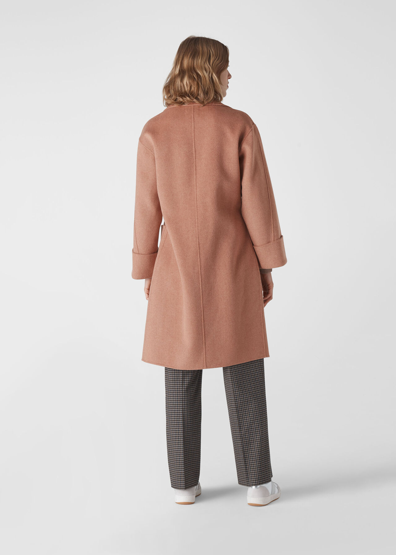 Double Faced Wool Wrap Coat Pale Pink