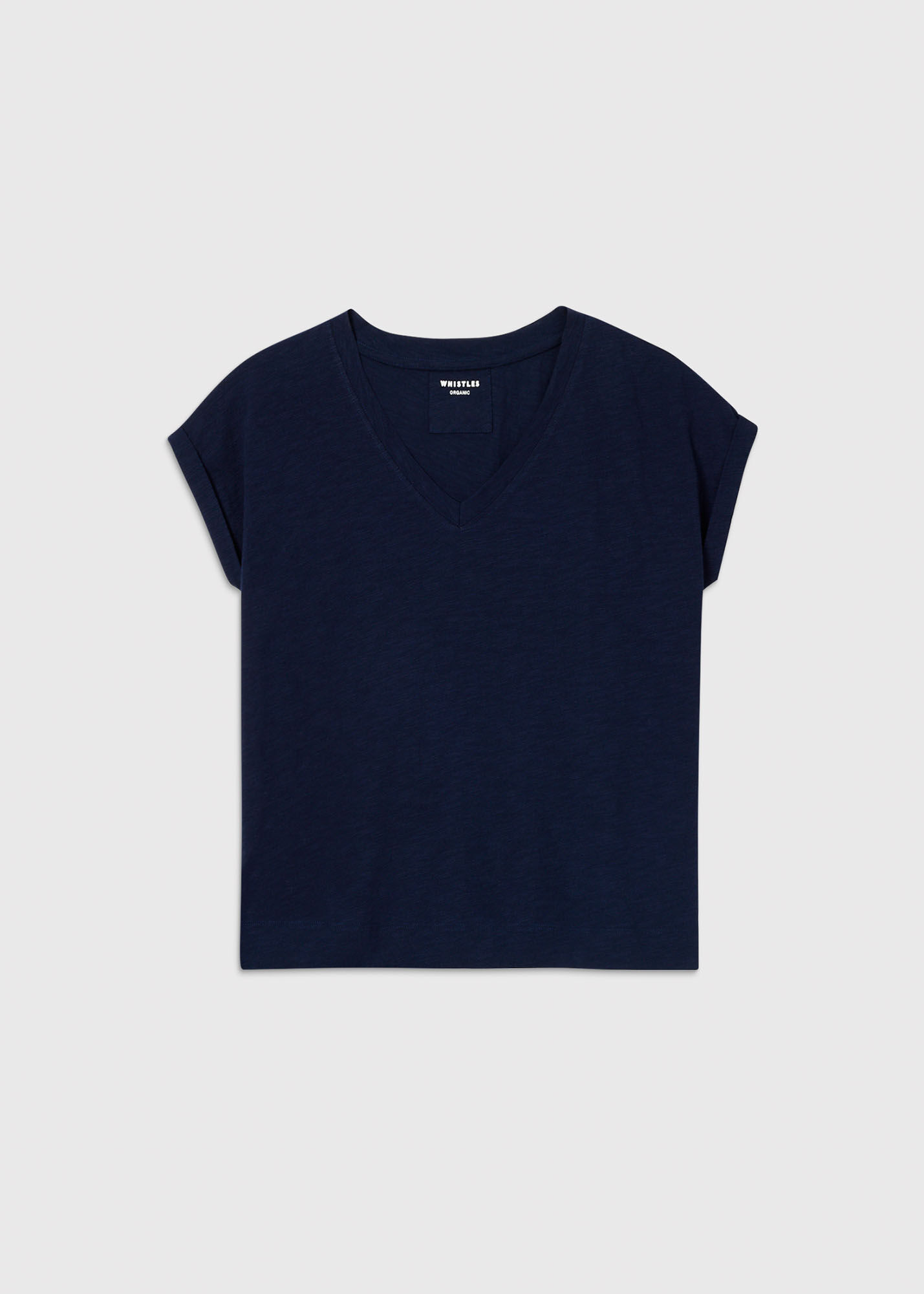 Navy Willa V Neck Cap Sleeve Tee | WHISTLES | Whistles UK |