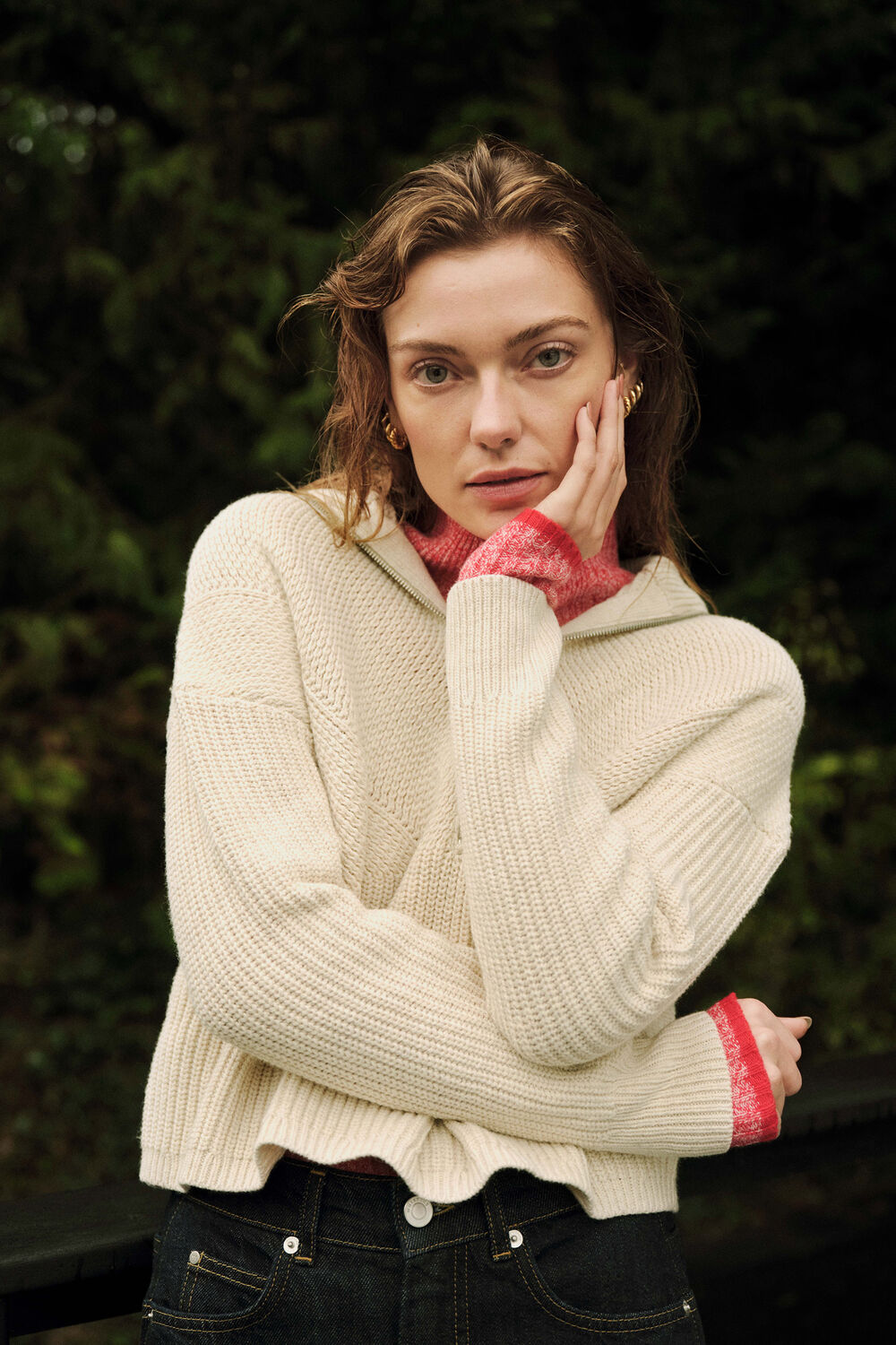 Knitted Zip Neck Sweater