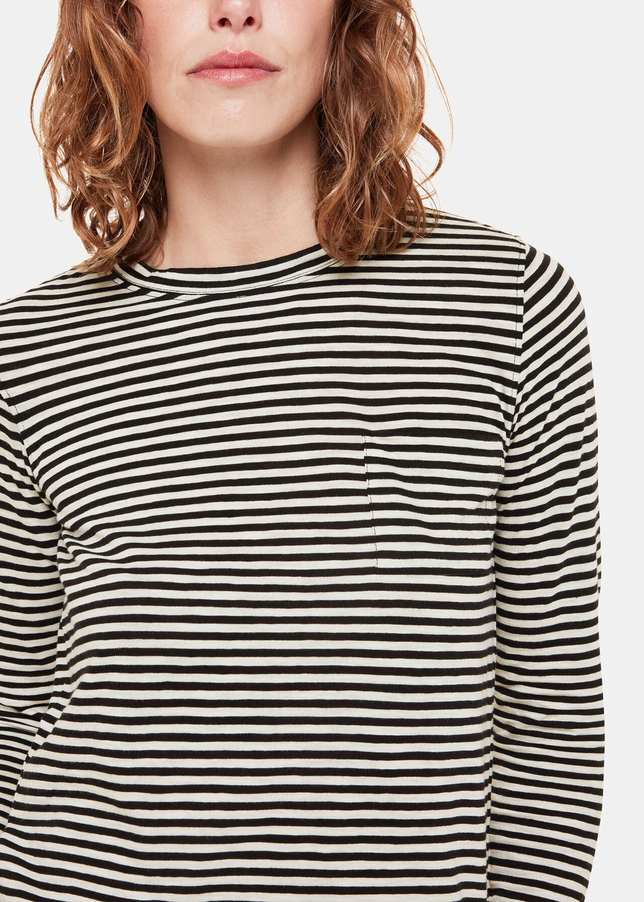 Fine Stripe Pocket Crew