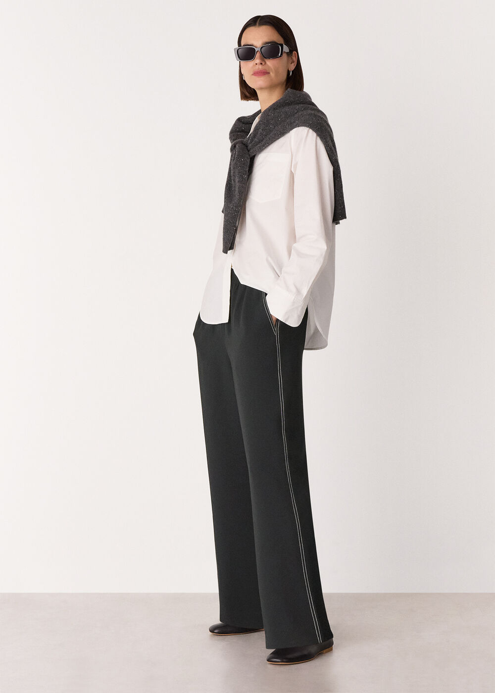 Crepe Stitch Detail Trouser