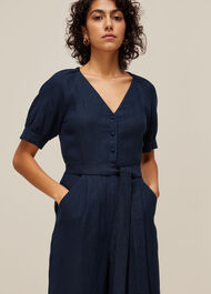 Nora Linen Jumpsuit Navy