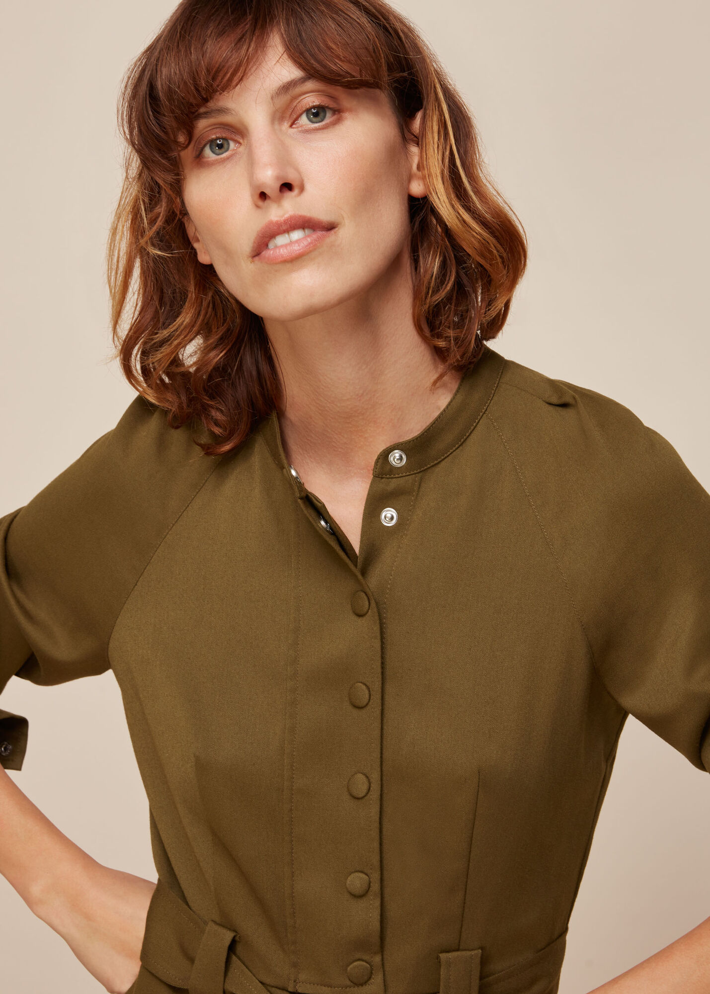 Olive Tie Front Jumpsuit WHISTLES
