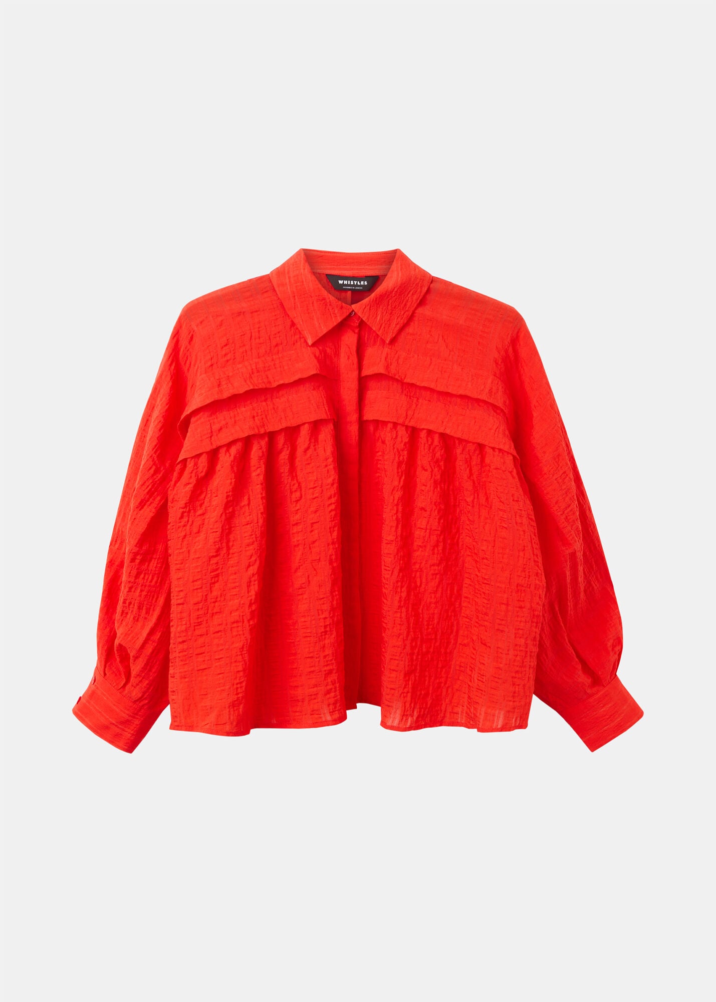 Red Textured Frill Detail Blouse | WHISTLES | Whistles US |
