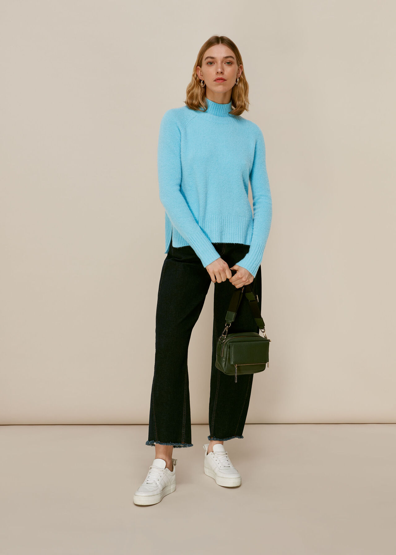 Funnel Neck Knit Pale Blue