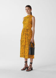 Animal Print Tiered Dress Yellow/Multi