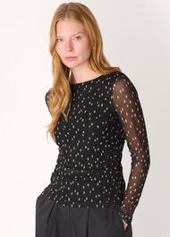 Spot Print Mesh Jersey Top