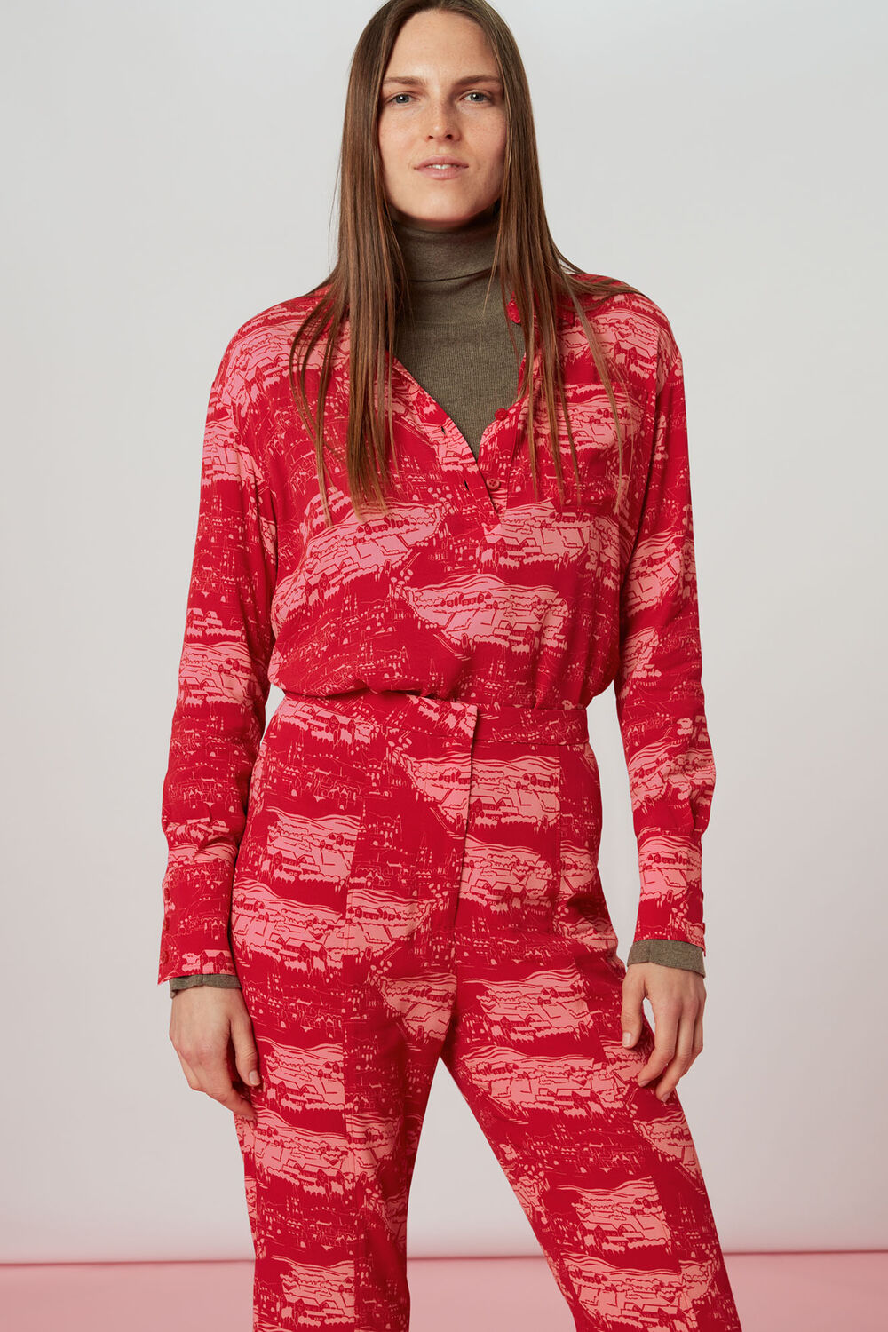Field Print Flared Trousers