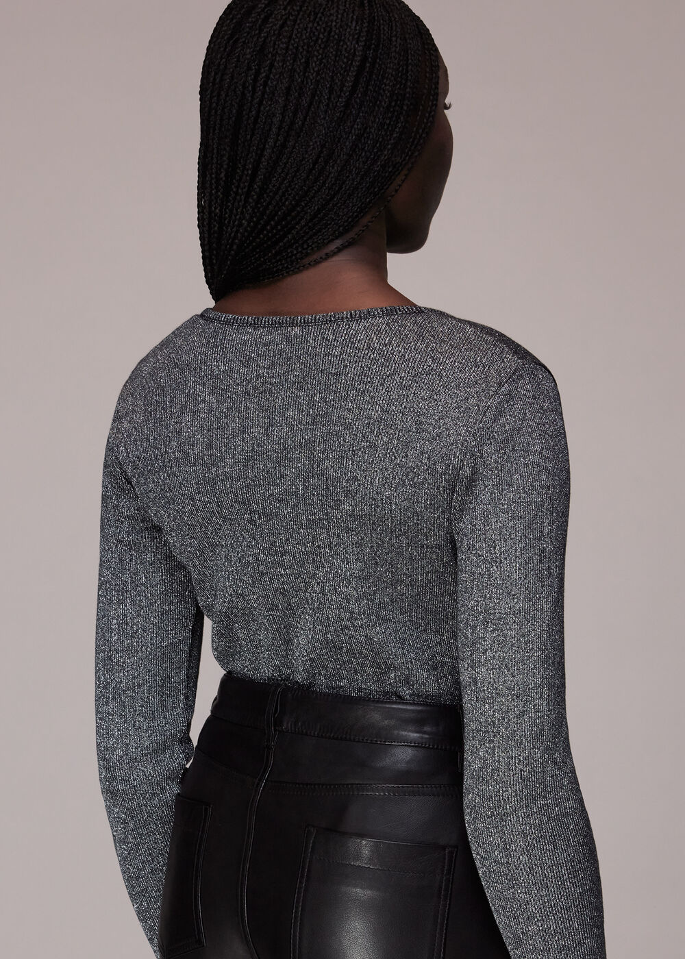 Long Sleeve Sparkle V Neck Top