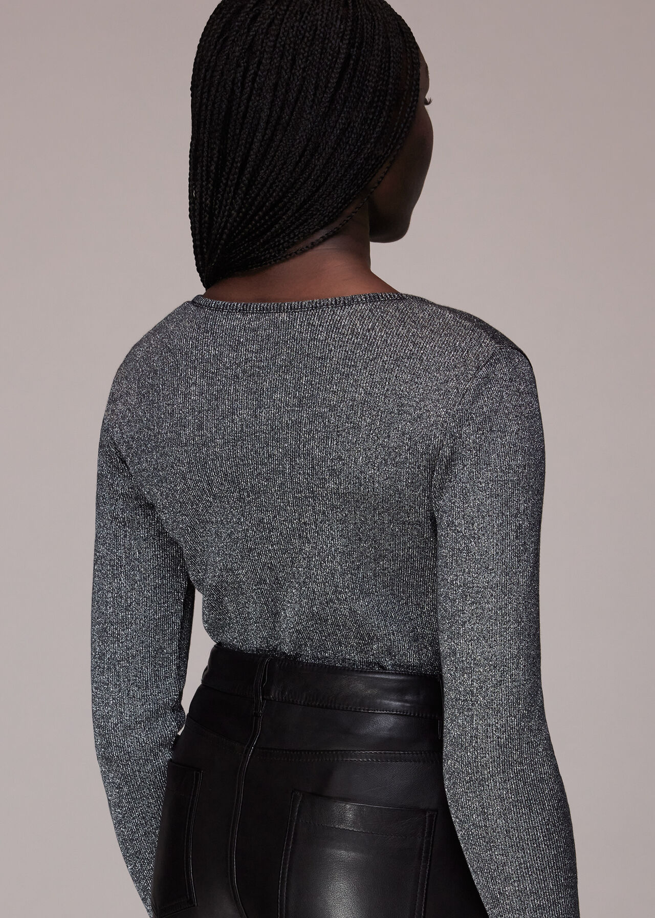 Long Sleeve Sparkle V Neck Top