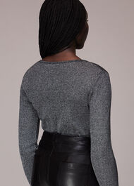 Long Sleeve Sparkle V Neck Top