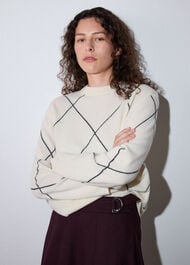 Wool Contrast Diamond Knit