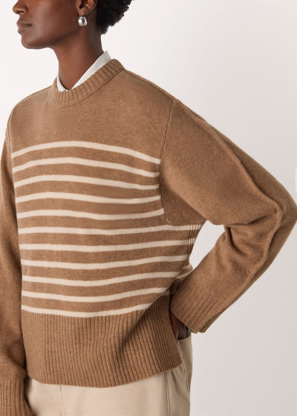 Wool Stripe Crew Neck Knit