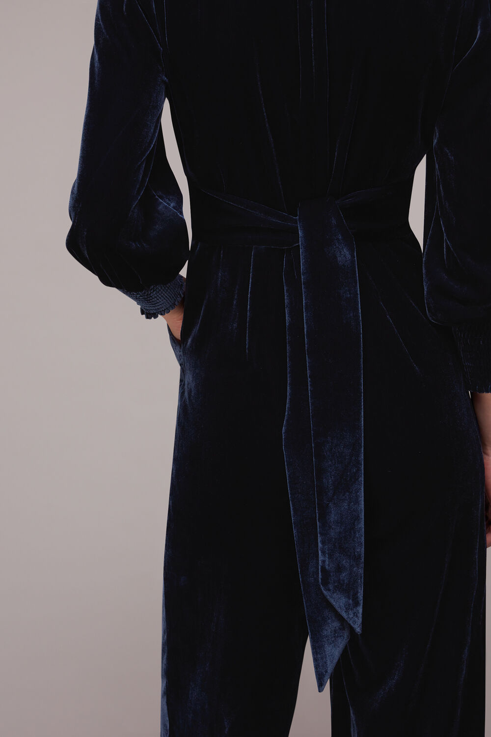 Maisey Shirred Velvet Jumpsuit