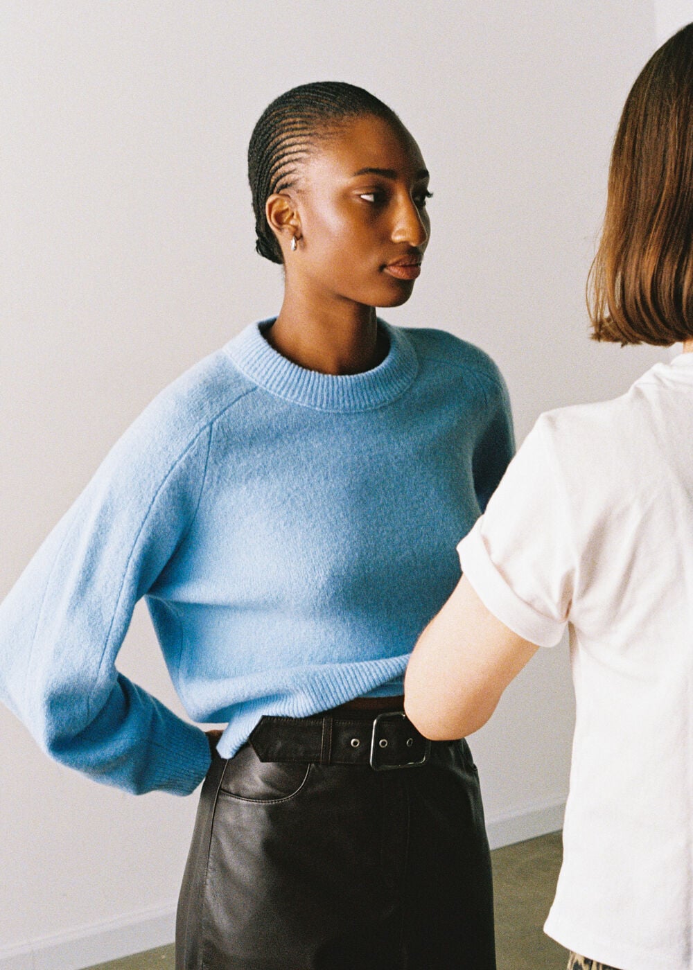 Wool Mix Curved Hem Knit