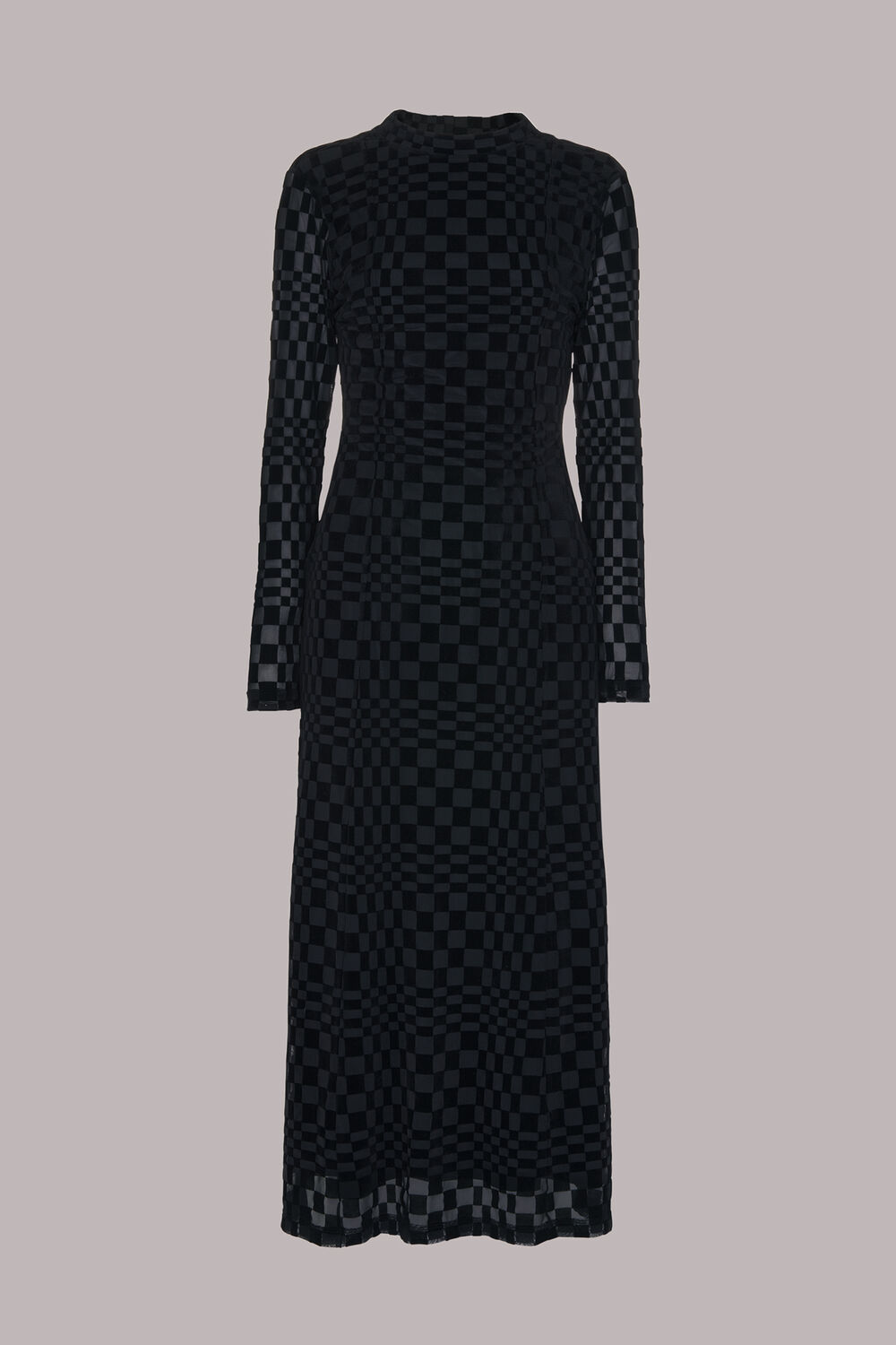 Black Illusion Checked Mesh Dress
