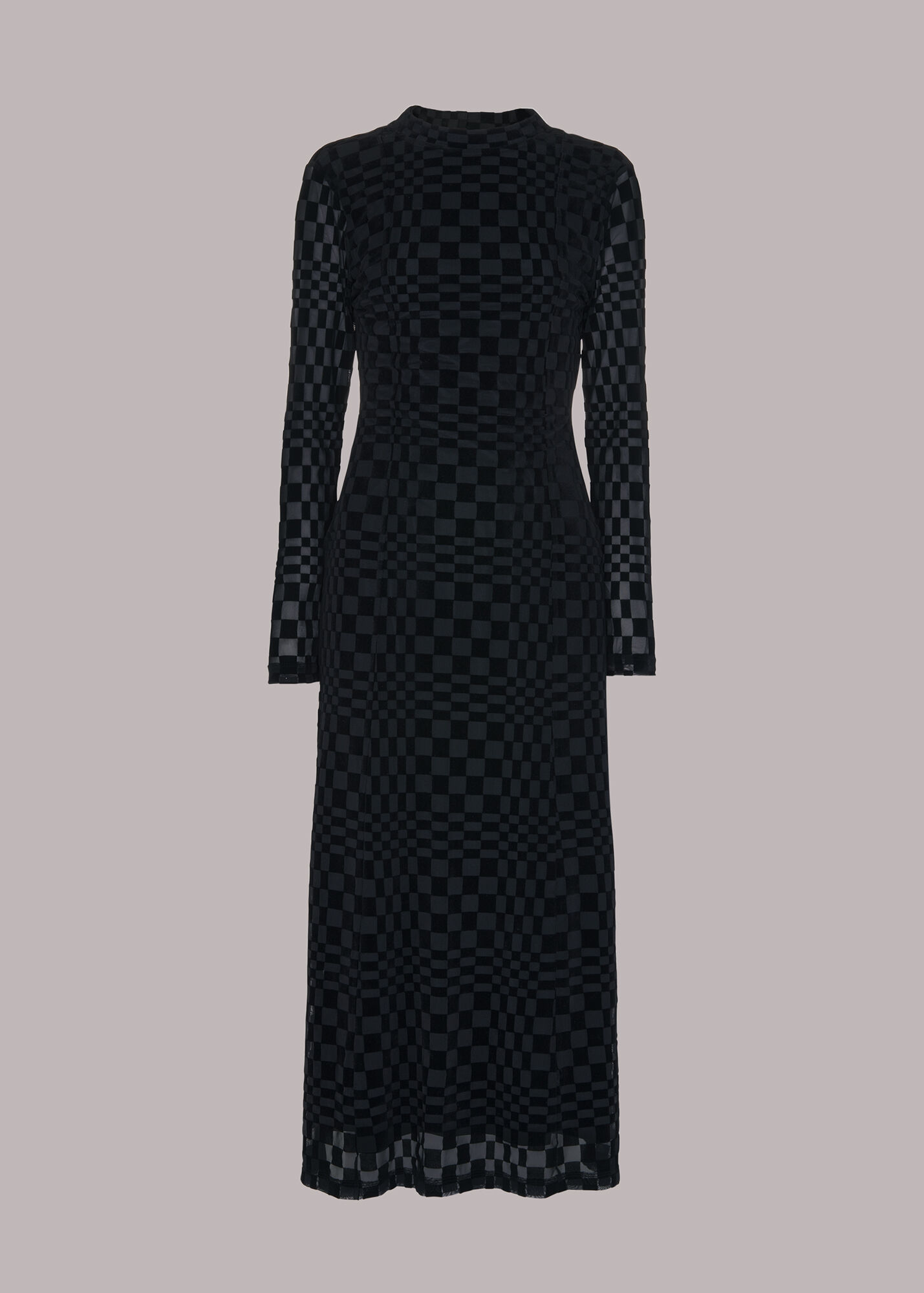 Black Illusion Checked Mesh Dress WHISTLES Whistles UK