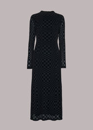 Illusion Checked Mesh Dress