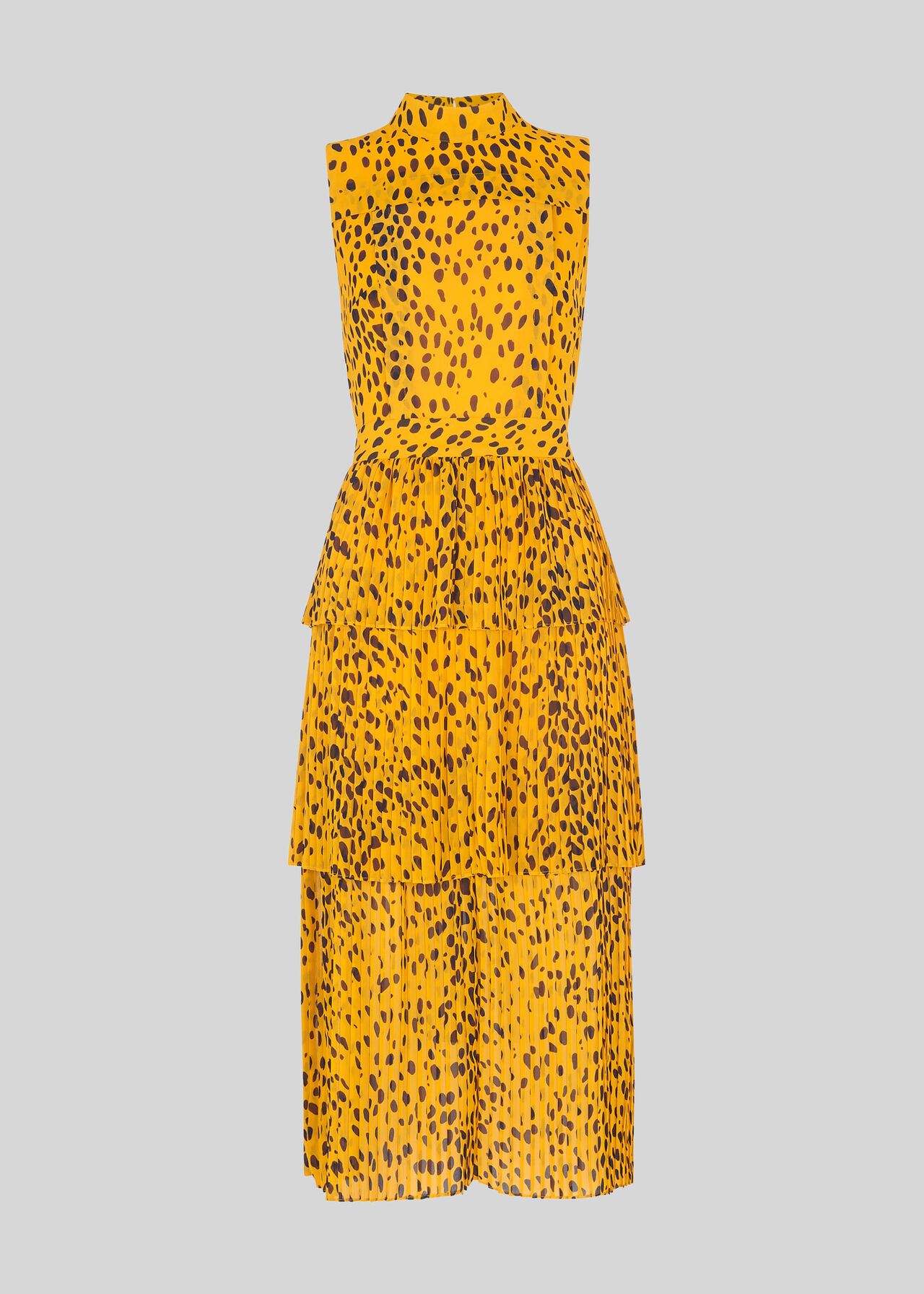 Animal Print Tiered Dress Yellow/Multi