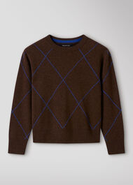 Wool Contrast Diamond Knit