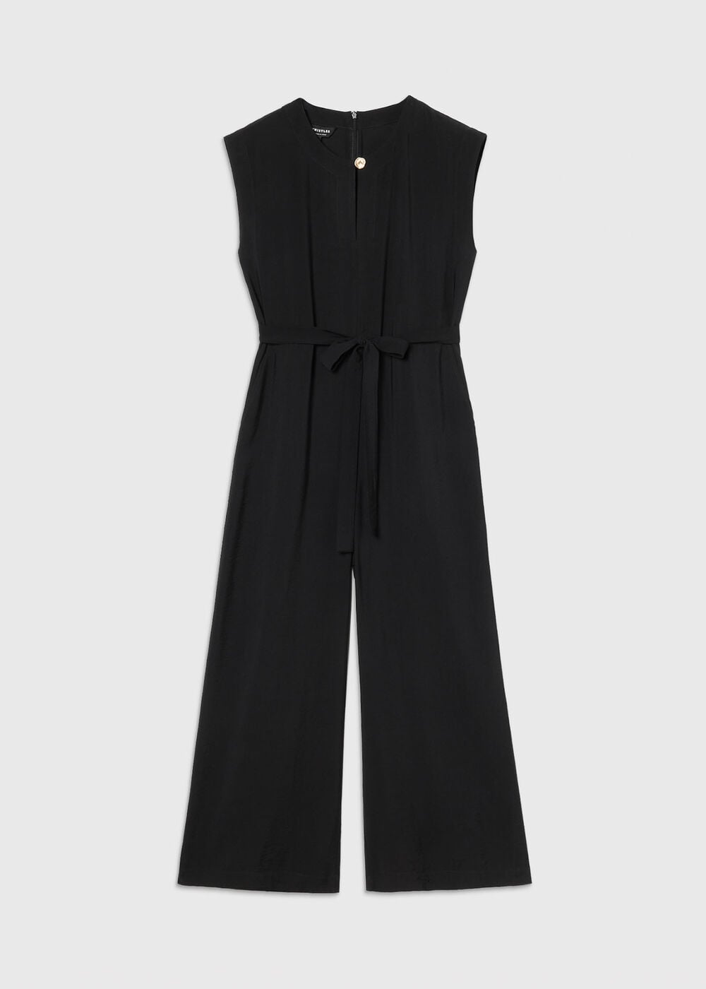 Button Detail Tie Jumpsuit