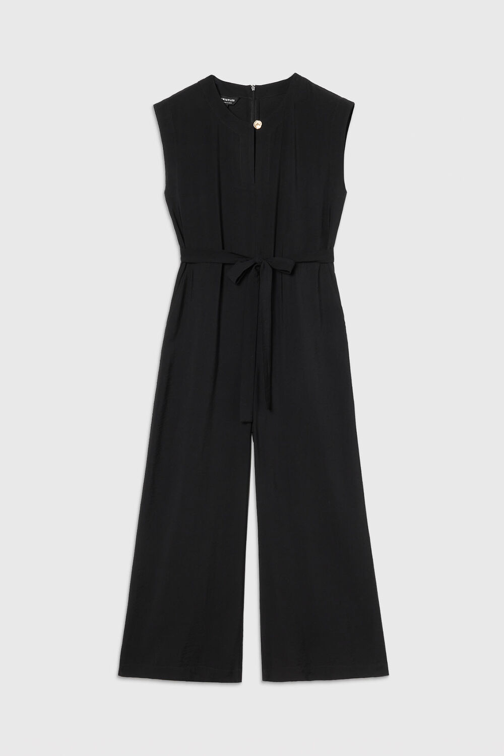Black Button Detail Tie Jumpsuit