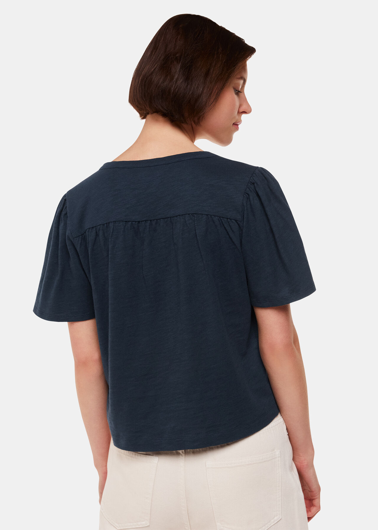 Maeve V Neck Button Front Tee