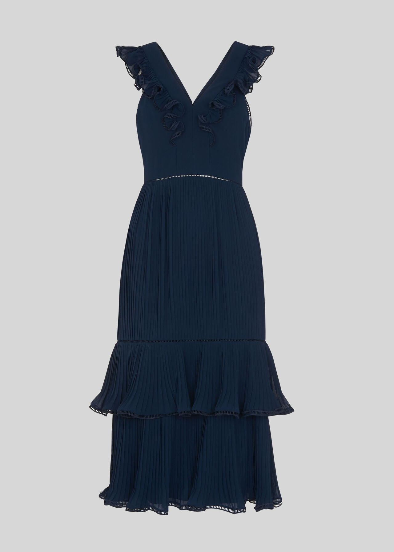 Navy Florella Pleated Dress WHISTLES