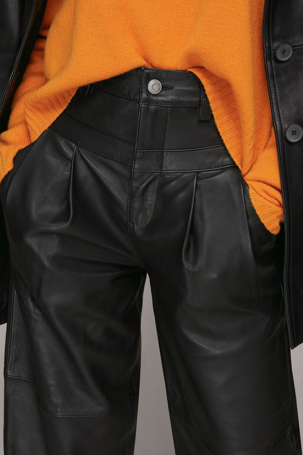 India Leather Pleat Trouser