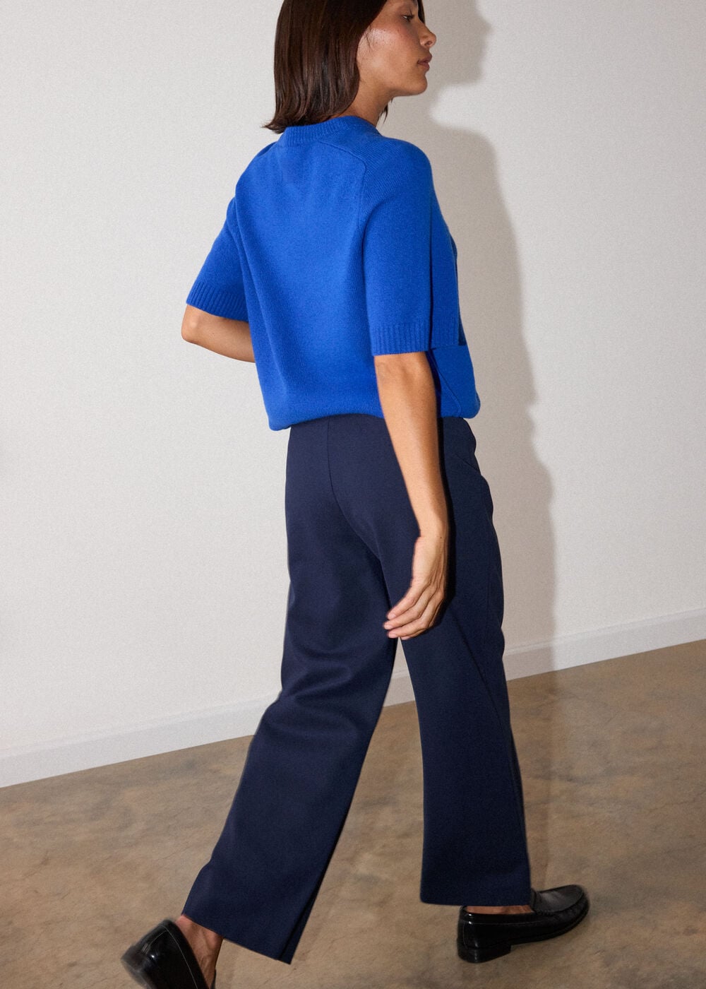 Navy Petite Camilla Wide Leg Trouser