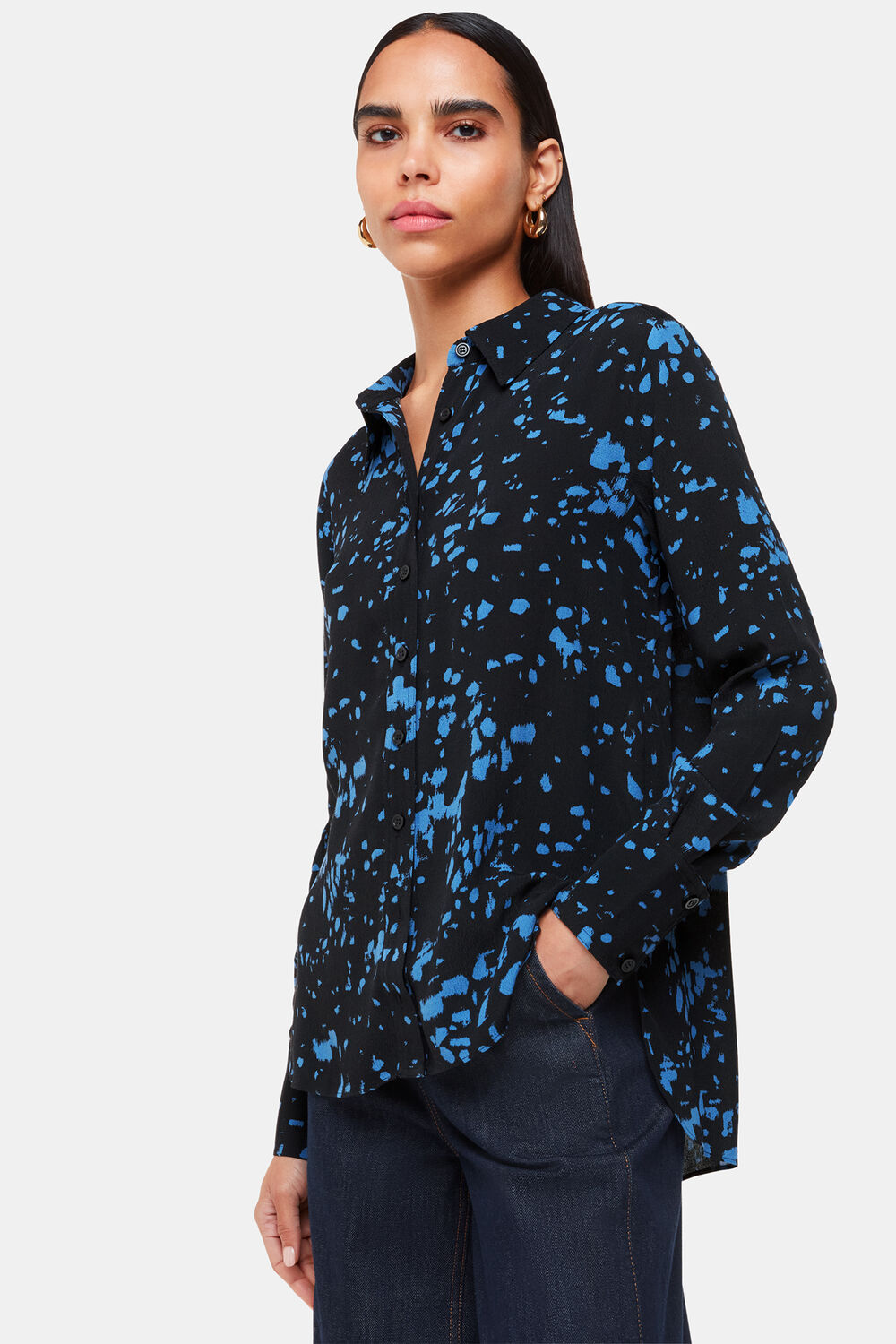Black Smudged Spot Print Shirt
