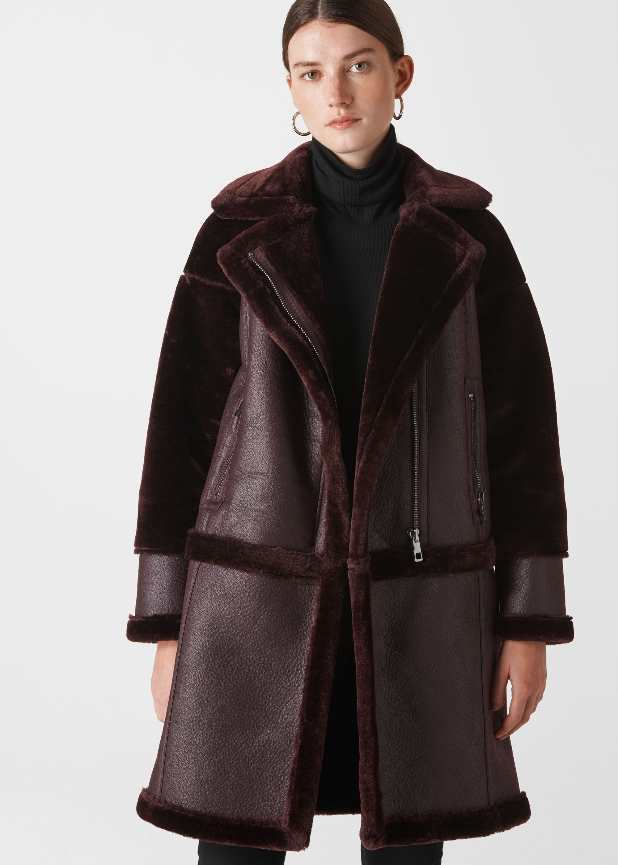 Whistles longline faux fur outlet coat
