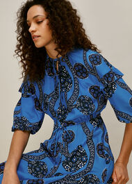 Trailing Seedpod Silk Dress Blue/Multi