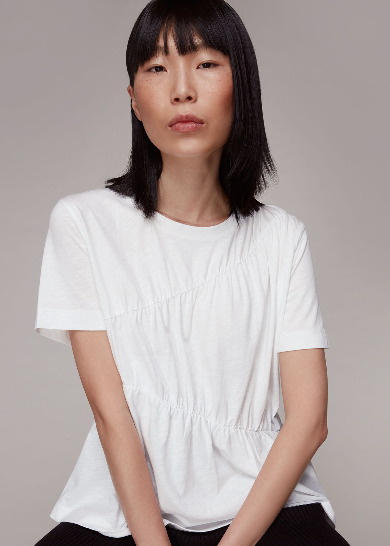 Daja Diagonal Ruched Top