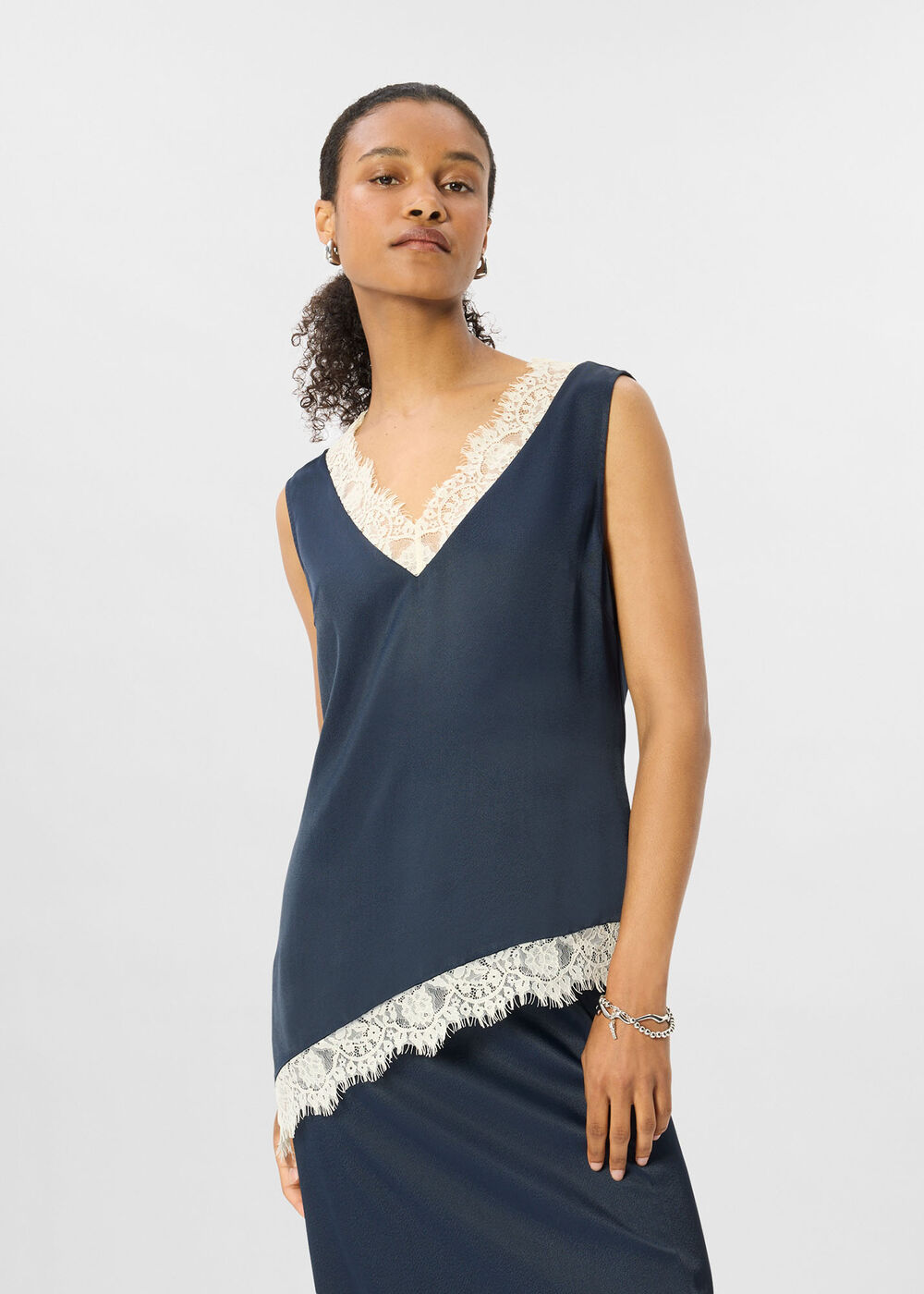 Lace Trim Satin Cami Top