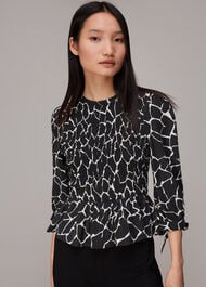 Giraffe Print Shirred Top