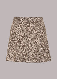 Petite Dashed Leopard Mini Bias Skirt
