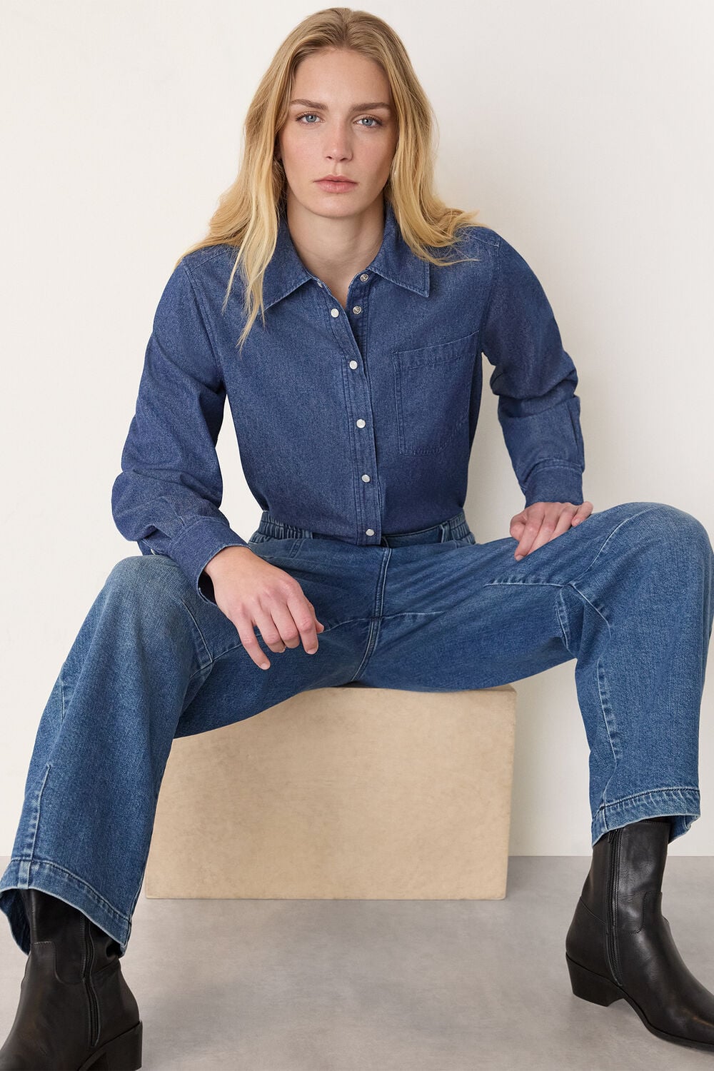 Denim Pocket Detail Cotton Shirt
