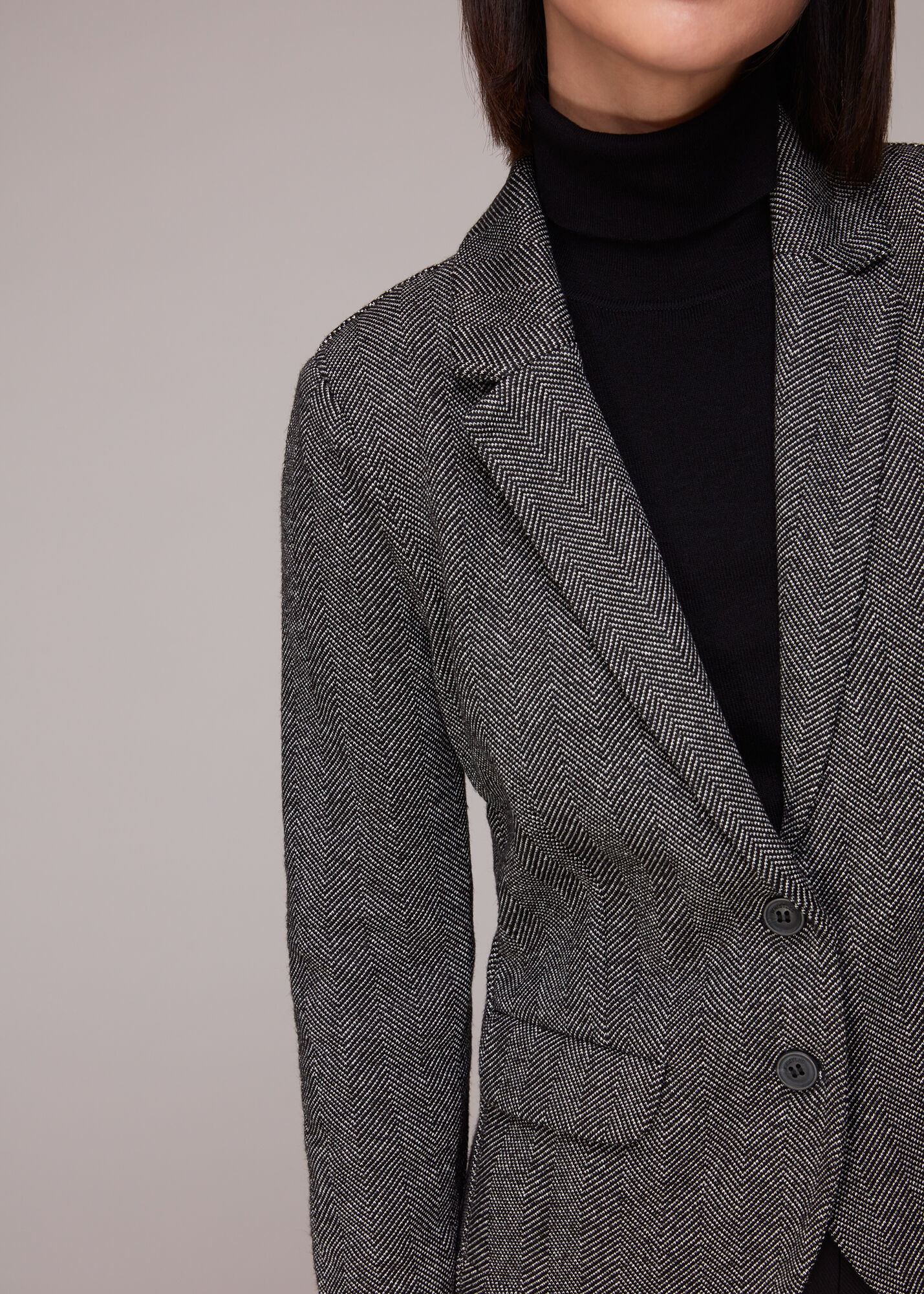 Black/Multi Textured Slim Jersey Jacket WHISTLES