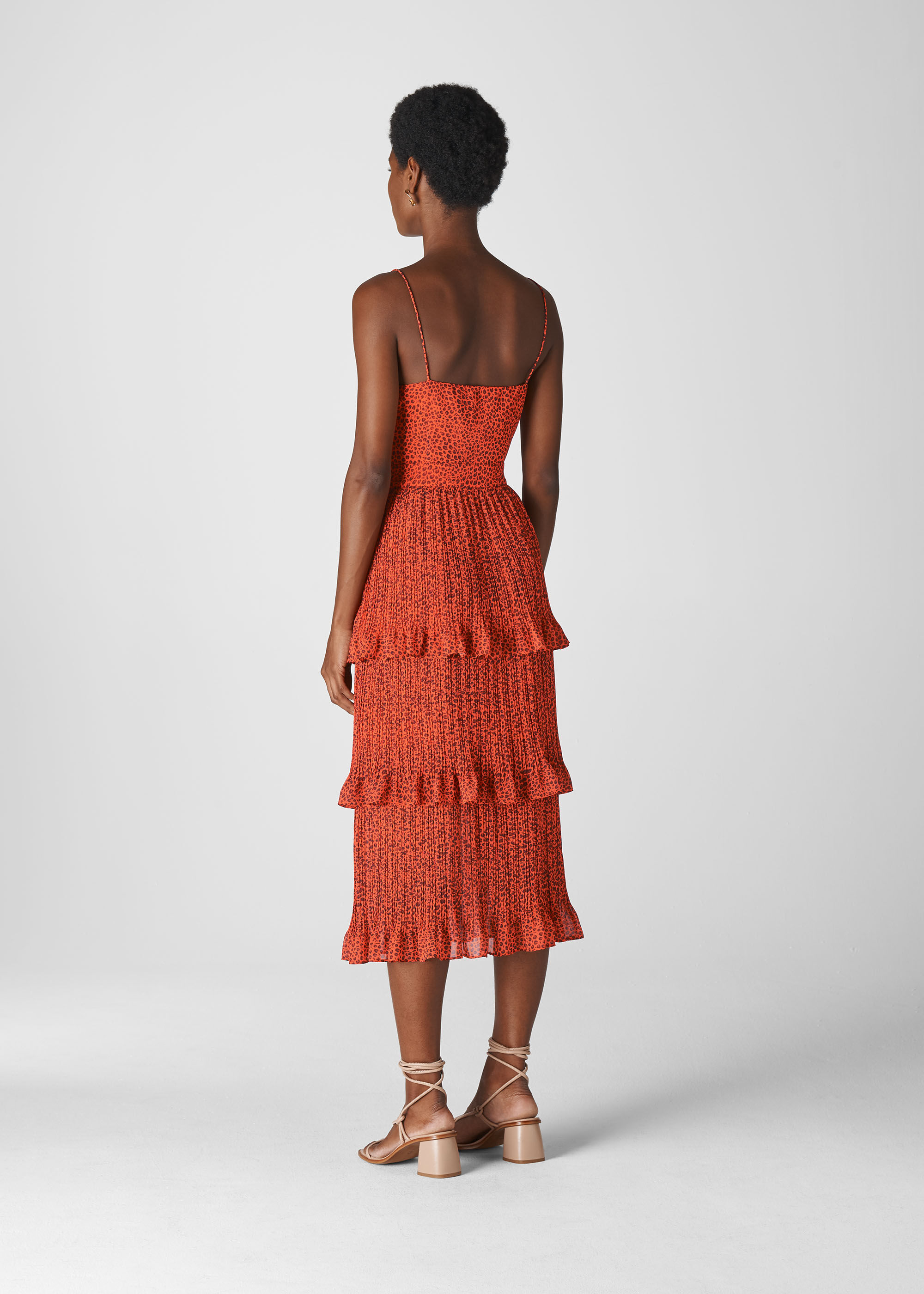 whistles ditsy floral pleated tiered dress