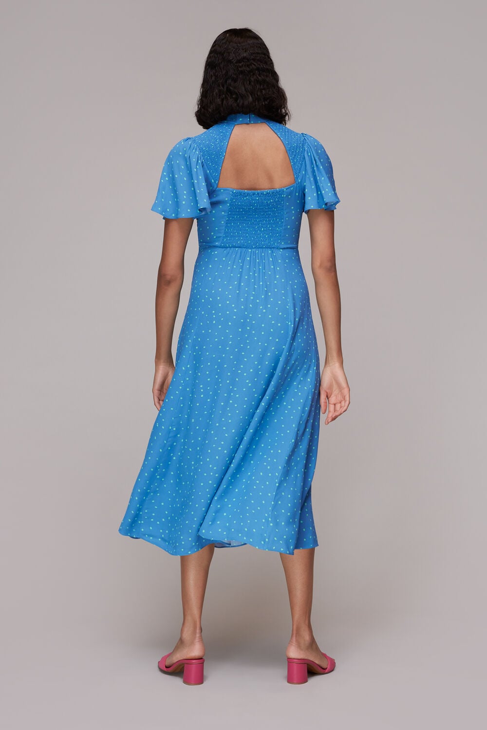 Uneven Spot Print Midi Dress