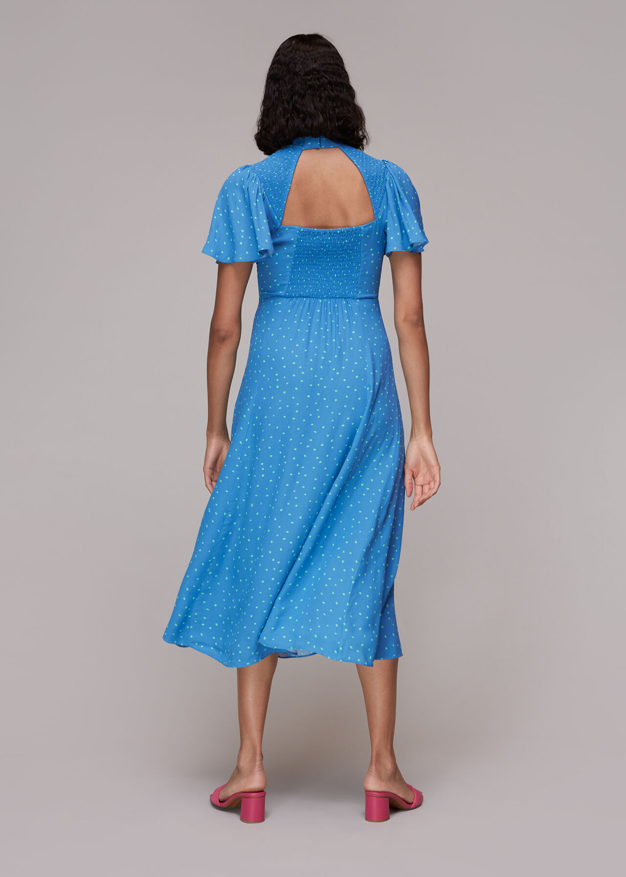 Uneven Spot Print Midi Dress
