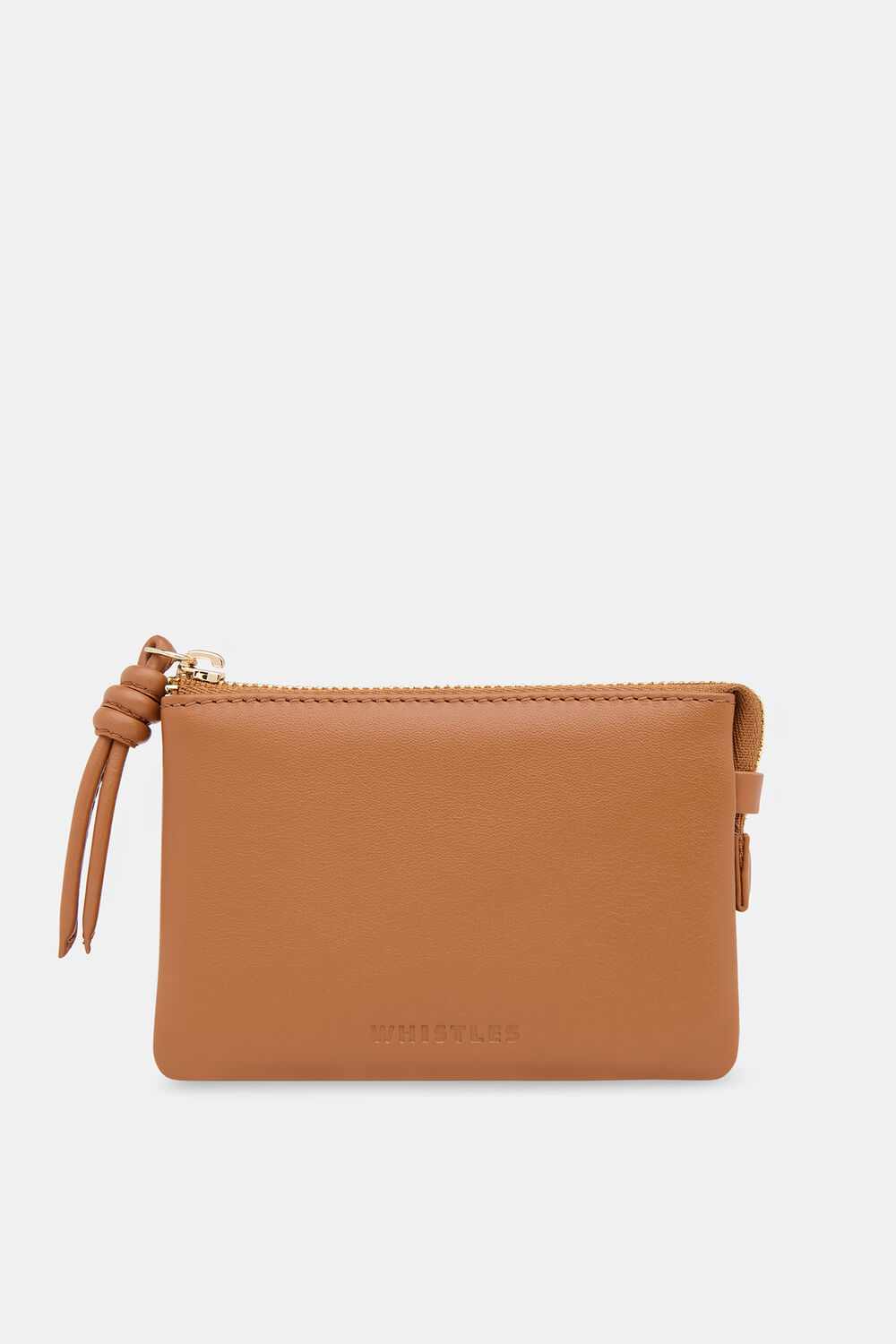Tan Knotted Zip Pull Purse