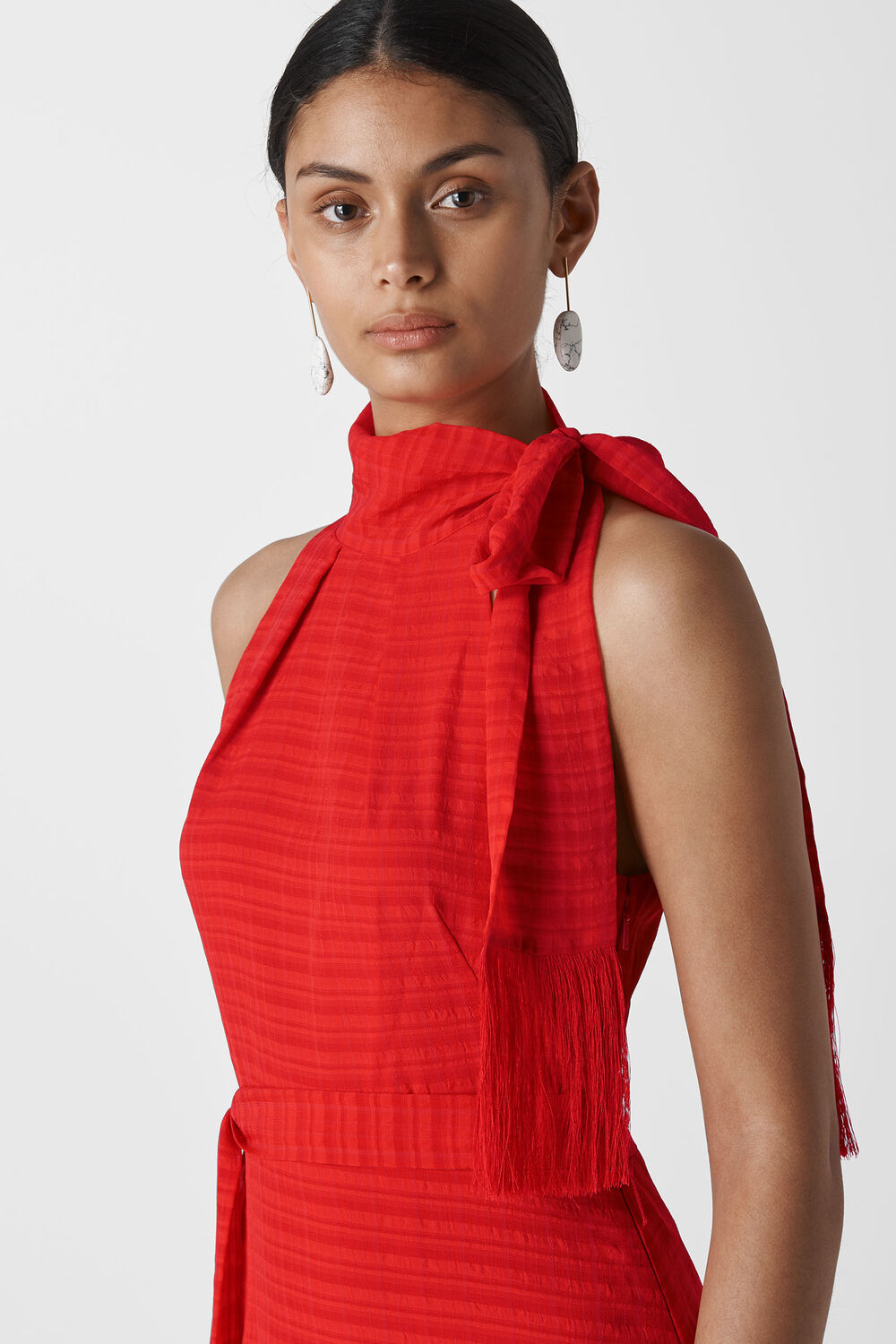 Marigold Tiered Maxi Dress Red